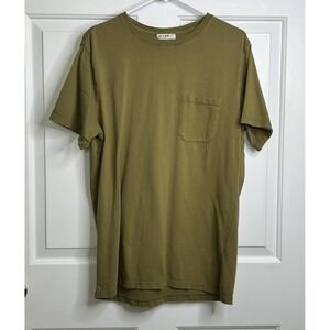 Line of Trade T-Shirt Mens Large Short Sleeve Crew Neck Khaki Green Tan READ
